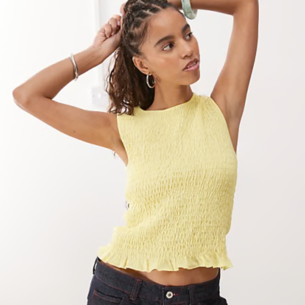 Allison Daley Yellow Sleeveless Textured Top